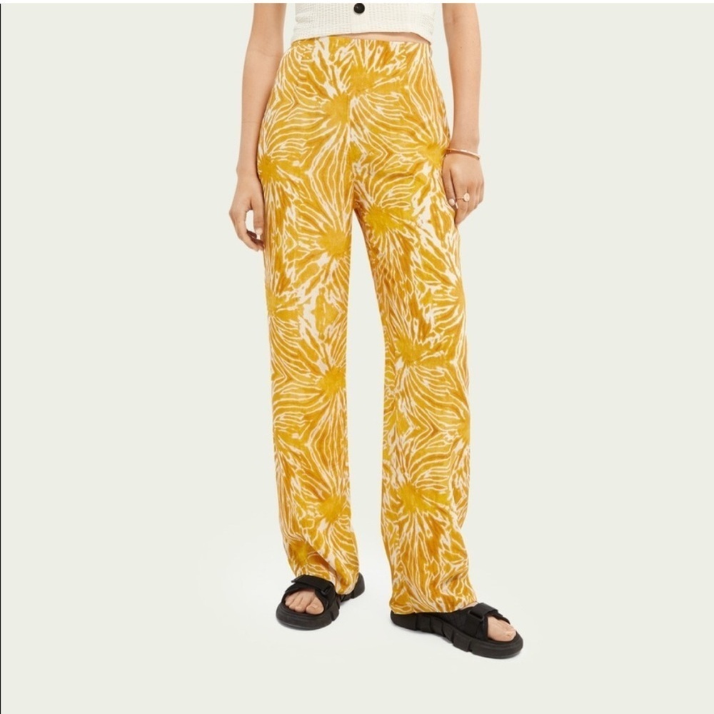Scotch & Soda Yellow and White Wide Leg Pants